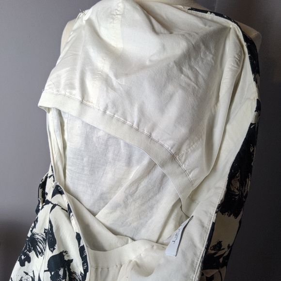 LOFT Strapless Black & White Floral A-Line Fully-Lined Dress Size 6 - Picture 5 of 9